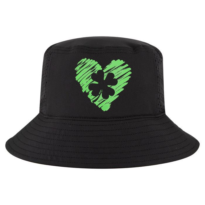 Cute St Patrick's Day Scribble Shamrock Heart Cool Comfort Performance Bucket Hat