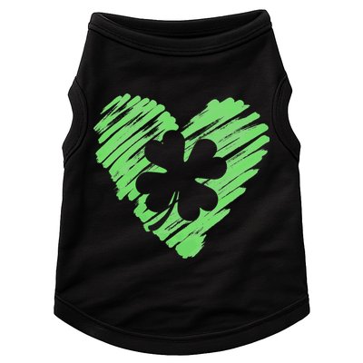 Cute St Patrick's Day Scribble Shamrock Heart Doggie Tank