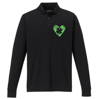 Cute St Patrick's Day Scribble Shamrock Heart Performance Long Sleeve Polo