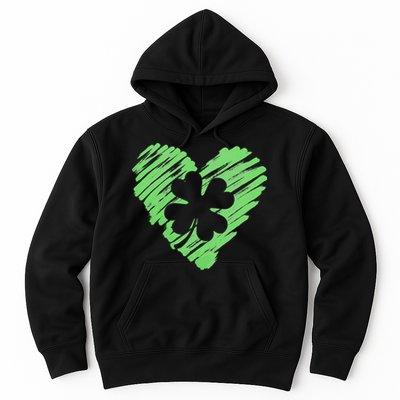 Cute St Patrick's Day Scribble Shamrock Heart Hoodie