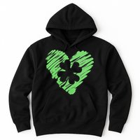 Cute St Patrick's Day Scribble Shamrock Heart Hoodie