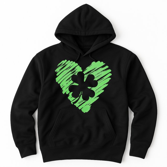 Cute St Patrick's Day Scribble Shamrock Heart Hoodie