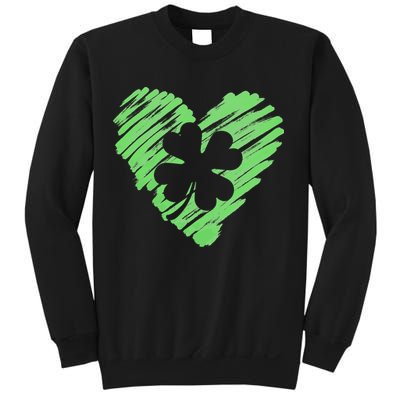 Cute St Patrick's Day Scribble Shamrock Heart Sweatshirt
