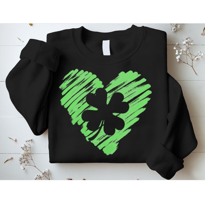 Cute St Patrick's Day Scribble Shamrock Heart Sweatshirt