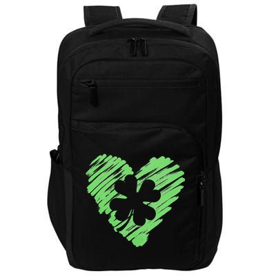 Cute St Patrick's Day Scribble Shamrock Heart Impact Tech Backpack