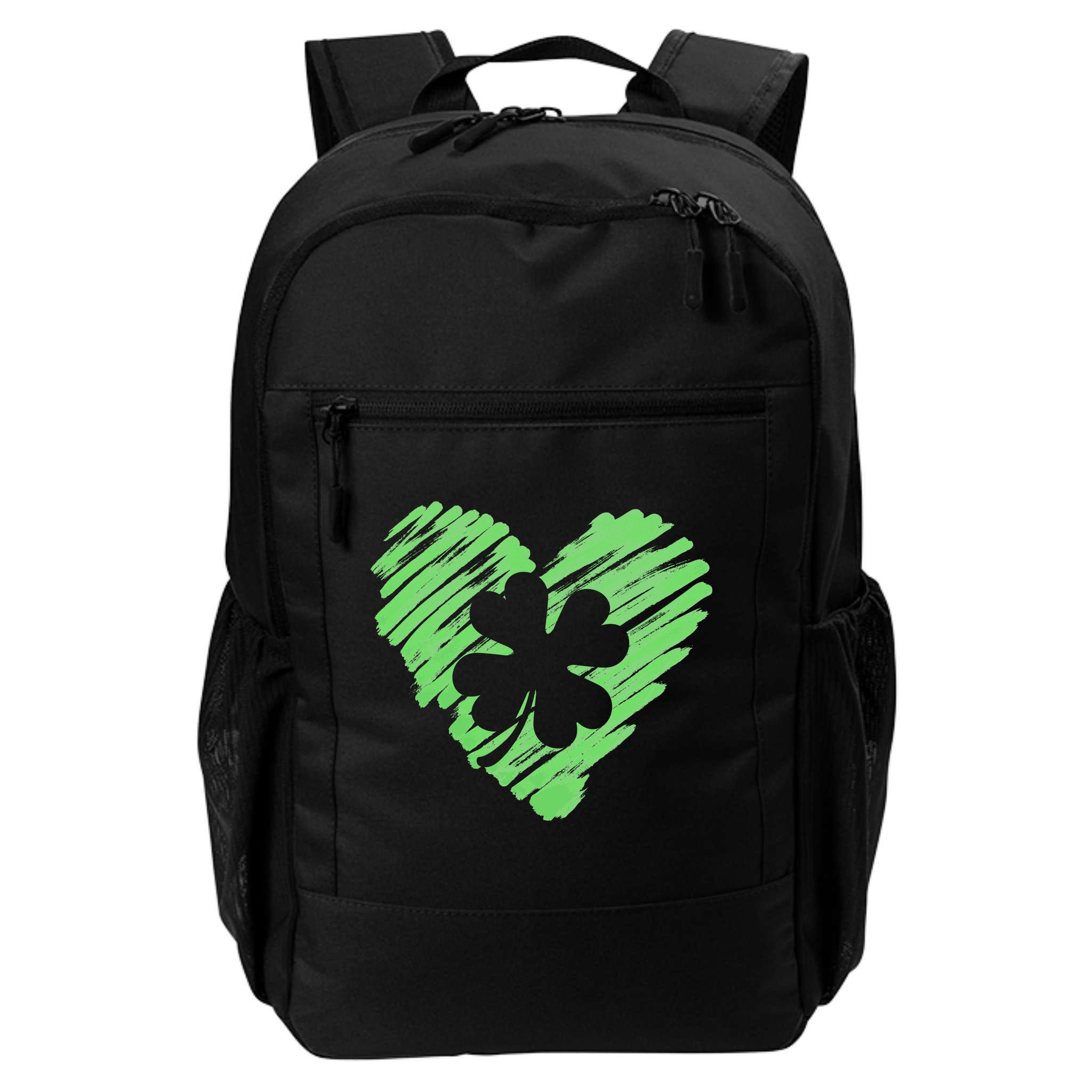 Cute St Patrick's Day Scribble Shamrock Heart Backpack