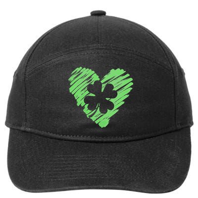 Cute St Patrick's Day Scribble Shamrock Heart 7-Panel Snapback Hat