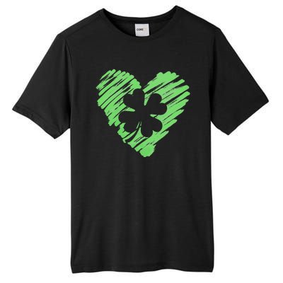 Cute St Patrick's Day Scribble Shamrock Heart Tall Fusion ChromaSoft Performance T-Shirt