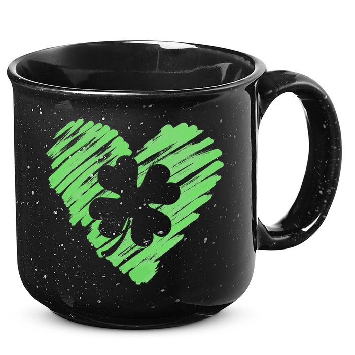 Cute St Patrick's Day Scribble Shamrock Heart 15oz Campfire Ceramic Mug
