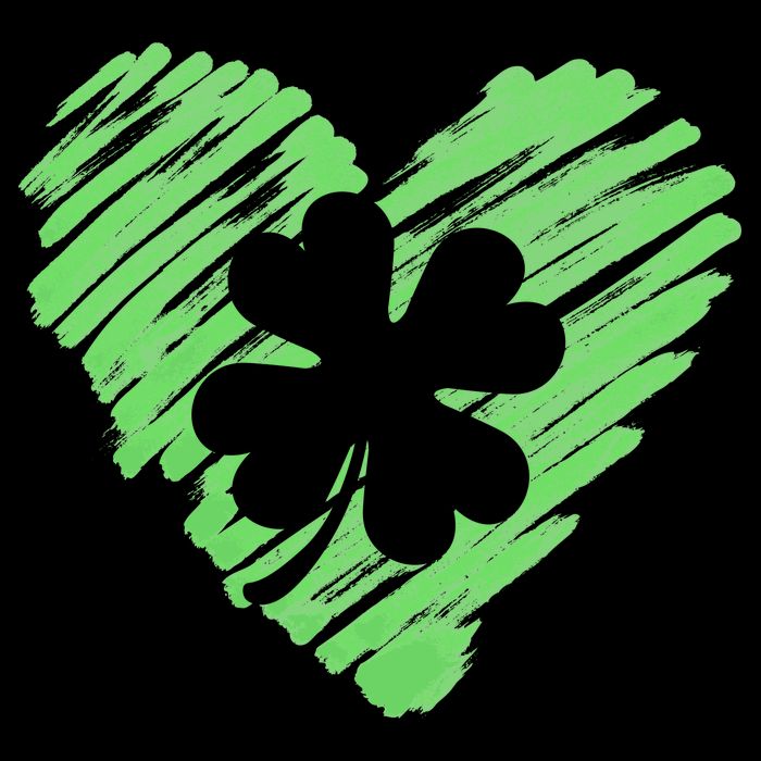 Cute St Patrick's Day Scribble Shamrock Heart Drawstring Bag
