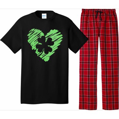 Cute St Patrick's Day Scribble Shamrock Heart Pajama Set