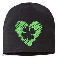 Cute St Patrick's Day Scribble Shamrock Heart Sustainable Beanie
