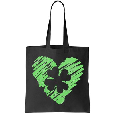 Cute St Patrick's Day Scribble Shamrock Heart Bag