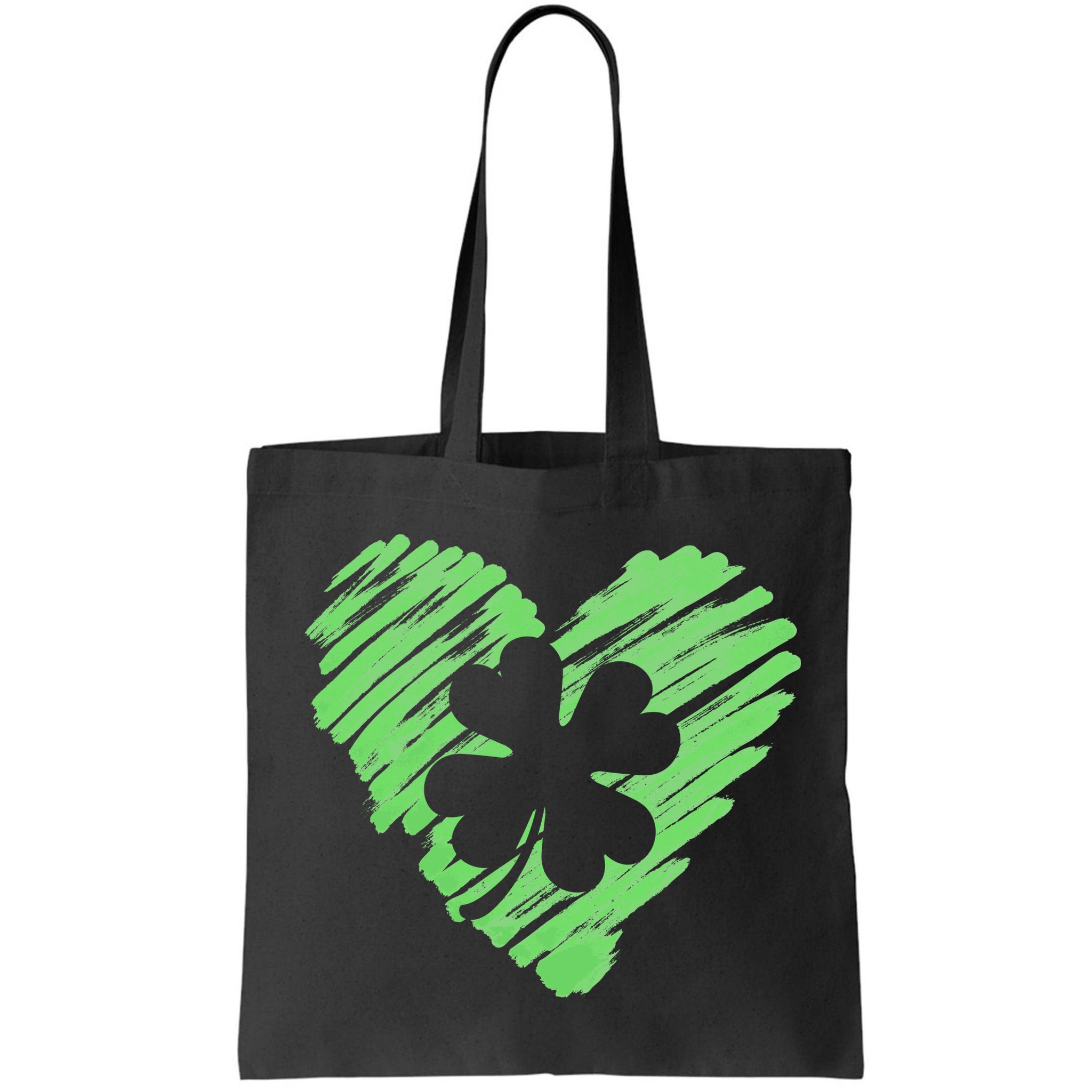 Cute St Patrick's Day Scribble Shamrock Heart Bag