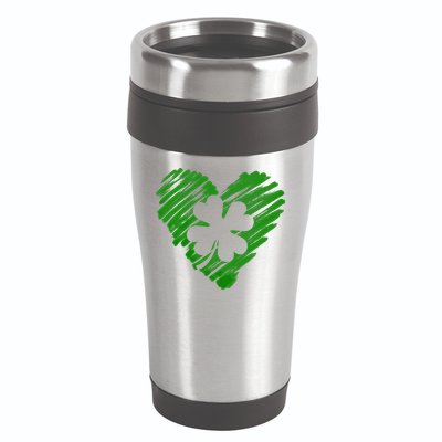 Cute St Patrick's Day Scribble Shamrock Heart 16oz Travel Tumbler