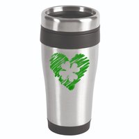 Cute St Patrick's Day Scribble Shamrock Heart 16oz Travel Tumbler