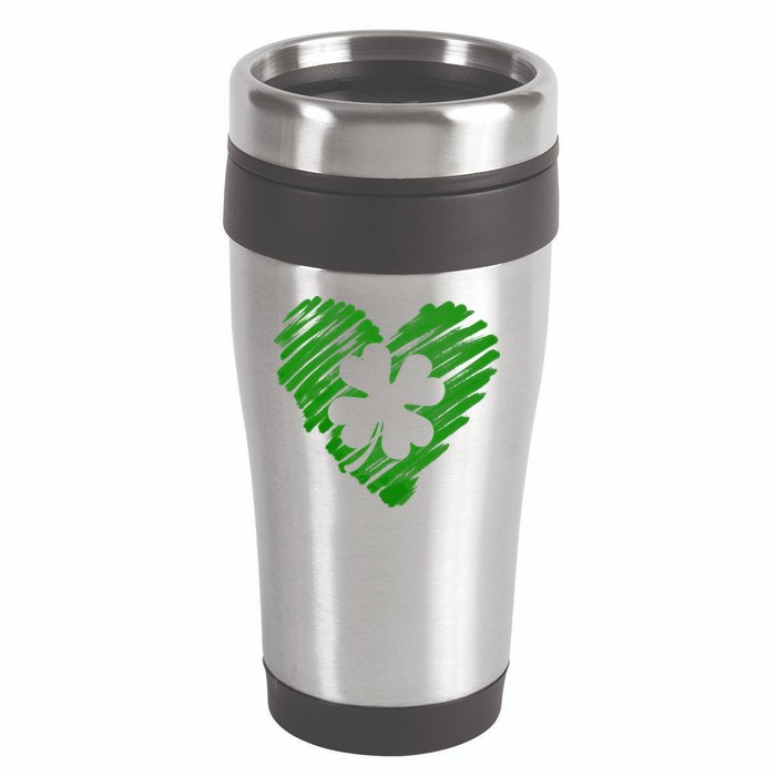 Cute St Patrick's Day Scribble Shamrock Heart 16oz Travel Tumbler