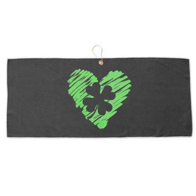 Cute St Patrick's Day Scribble Shamrock Heart Large Microfiber Waffle Golf Towel