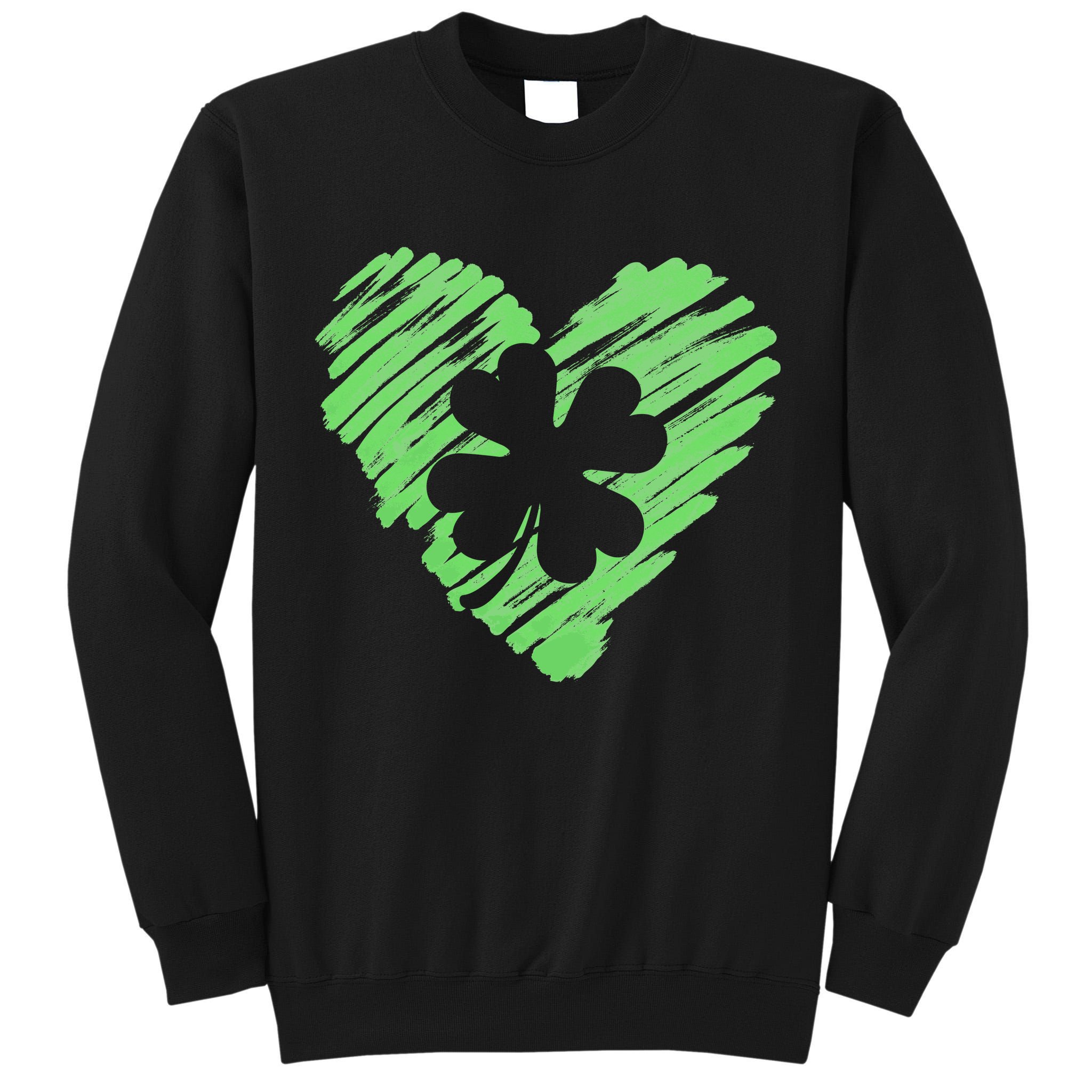 Cute St Patrick's Day Scribble Shamrock Heart Tall Sweatshirt