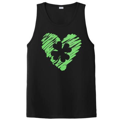 Cute St Patrick's Day Scribble Shamrock Heart PosiCharge Competitor Tank