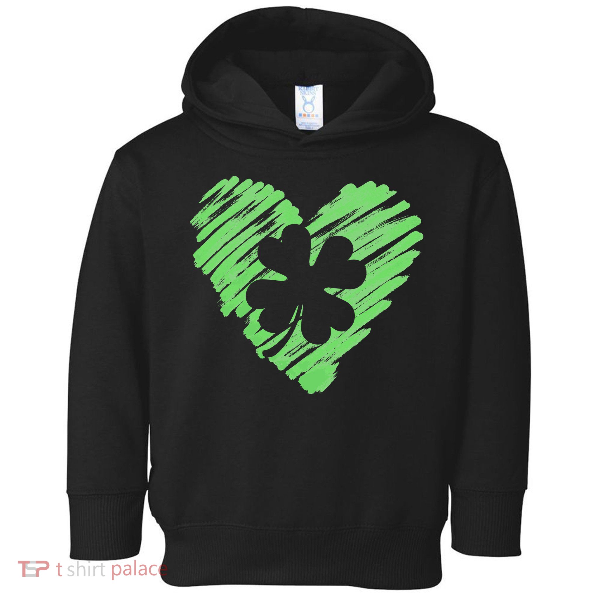 Cute St Patrick's Day Scribble Shamrock Heart Toddler Hoodie