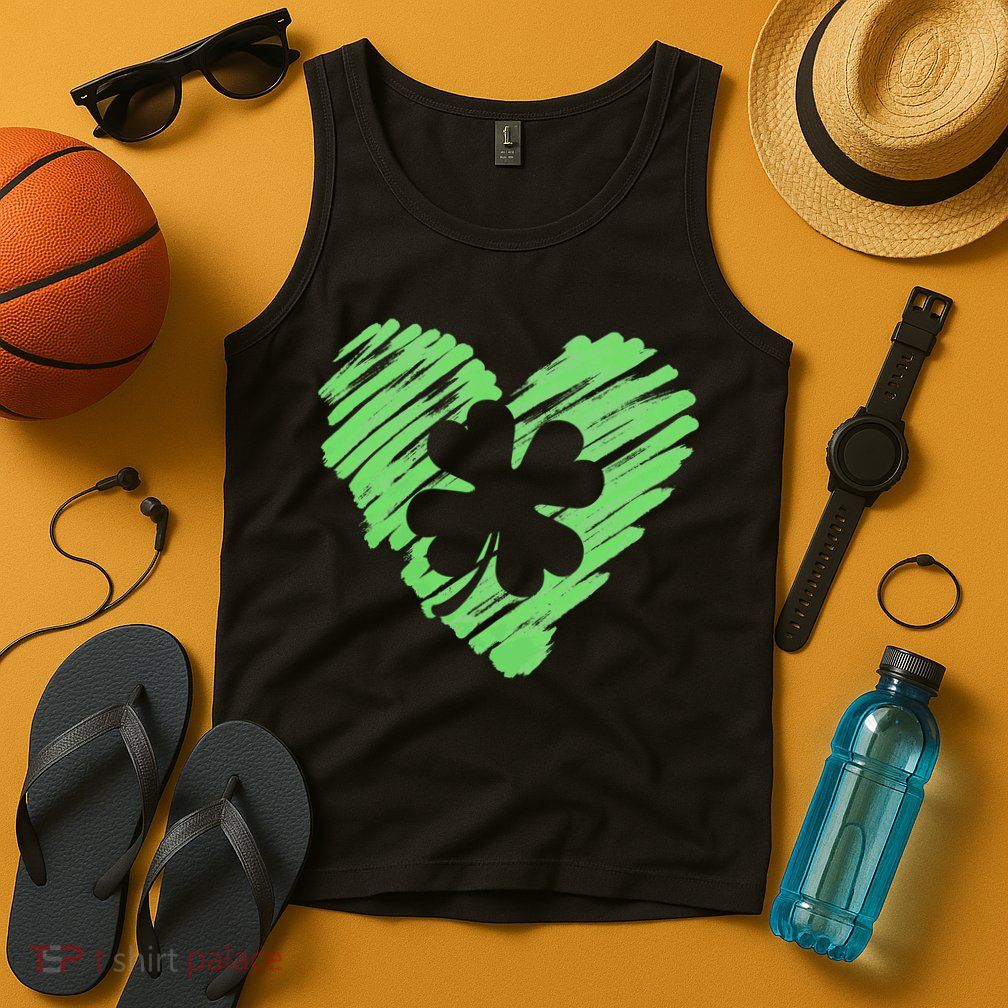Cute St Patrick's Day Scribble Shamrock Heart Tank Top