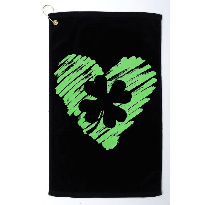 Cute St Patrick's Day Scribble Shamrock Heart Golf Towel