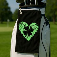 Cute St Patrick's Day Scribble Shamrock Heart Golf Towel