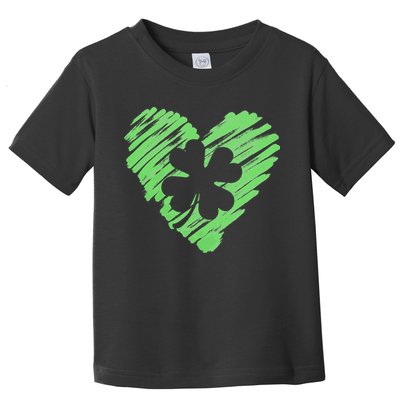 Cute St Patrick's Day Scribble Shamrock Heart Toddler T-Shirt