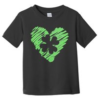Cute St Patrick's Day Scribble Shamrock Heart Toddler T-Shirt