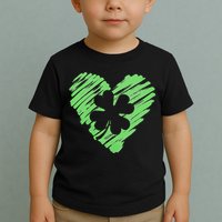 Cute St Patrick's Day Scribble Shamrock Heart Toddler T-Shirt