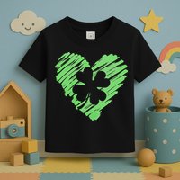 Cute St Patrick's Day Scribble Shamrock Heart Toddler T-Shirt
