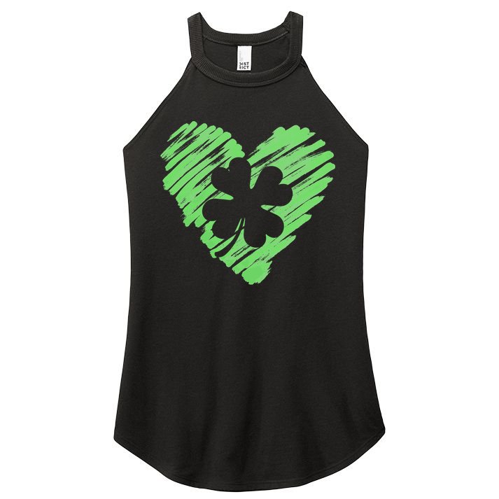 Cute St Patrick's Day Scribble Shamrock Heart Women's Perfect Tri Rocker Tank