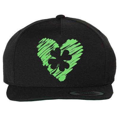 Cute St Patrick's Day Scribble Shamrock Heart Wool Snapback Cap