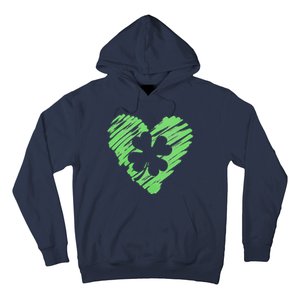 Cute St Patrick's Day Scribble Shamrock Heart Hoodie