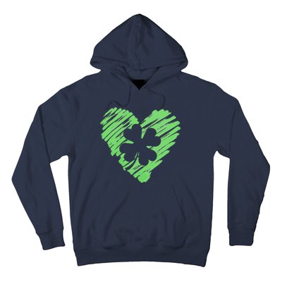 Cute St Patrick's Day Scribble Shamrock Heart Hoodie