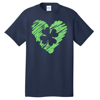 Cute St Patrick's Day Scribble Shamrock Heart Tall T-Shirt