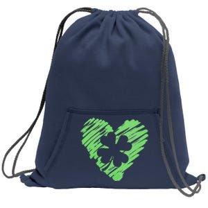 Cute St Patrick's Day Scribble Shamrock Heart Sweatshirt Cinch Pack Bag