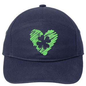 Cute St Patrick's Day Scribble Shamrock Heart 7-Panel Snapback Hat