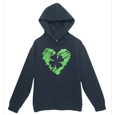 Cute St Patrick's Day Scribble Shamrock Heart Urban Pullover Hoodie