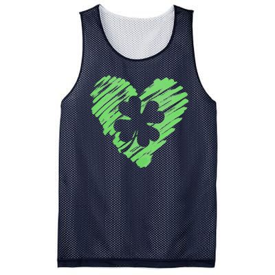 Cute St Patrick's Day Scribble Shamrock Heart Mesh Reversible Basketball Jersey Tank