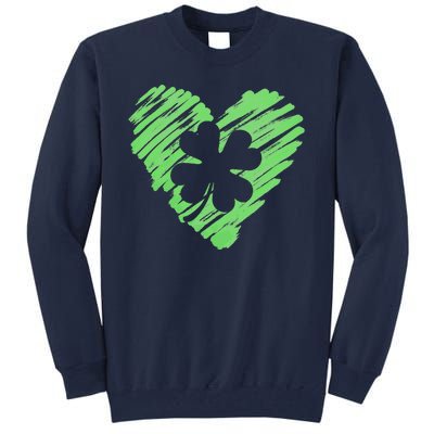 Cute St Patrick's Day Scribble Shamrock Heart Tall Sweatshirt