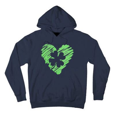 Cute St Patrick's Day Scribble Shamrock Heart Tall Hoodie