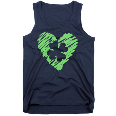 Cute St Patrick's Day Scribble Shamrock Heart Tank Top