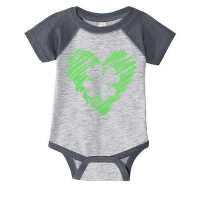 Cute St Patrick's Day Scribble Shamrock Heart Infant Baby Jersey Bodysuit