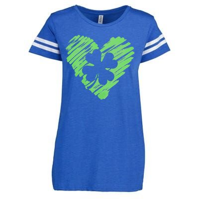 Cute St Patrick's Day Scribble Shamrock Heart Enza Ladies Jersey Football T-Shirt