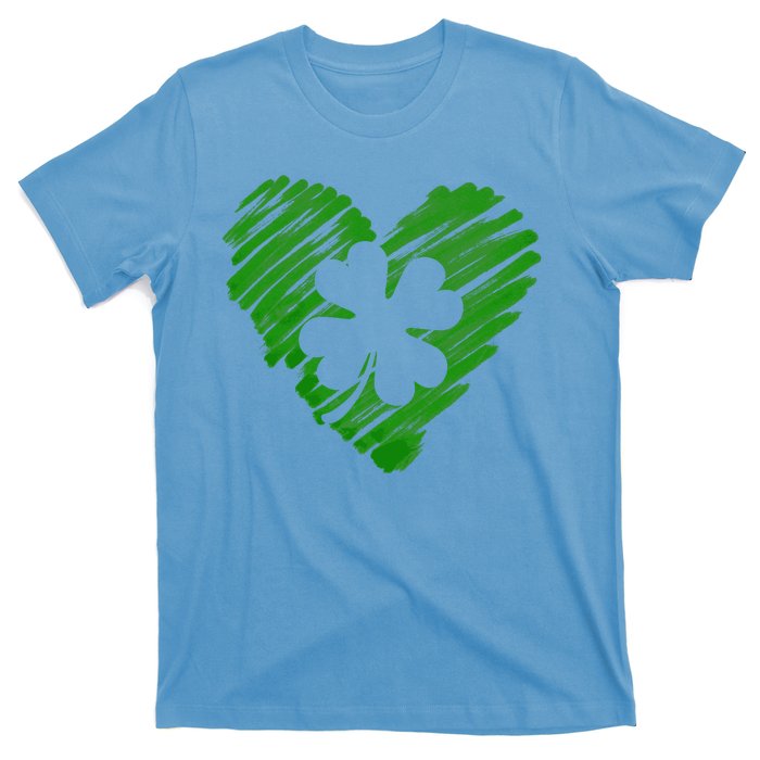 Cute St Patrick's Day Scribble Shamrock Heart T-Shirt