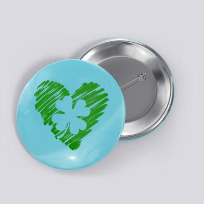 Cute St Patrick's Day Scribble Shamrock Heart Button
