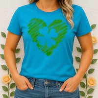 Cute St Patrick's Day Scribble Shamrock Heart Womens T-Shirt