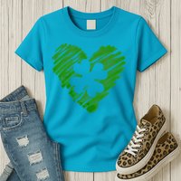 Cute St Patrick's Day Scribble Shamrock Heart Womens T-Shirt
